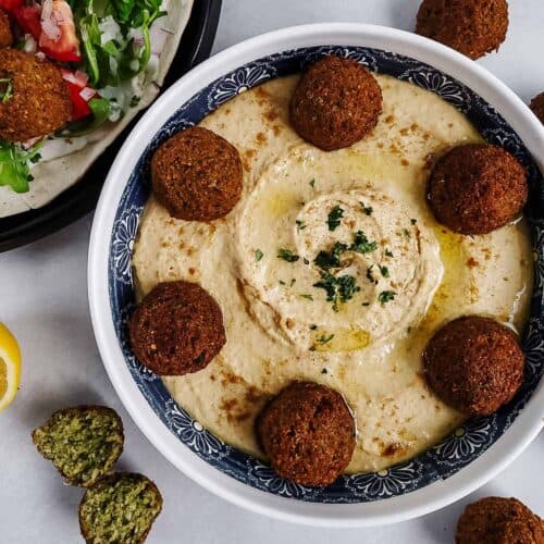 Authentic Homemade Falafel on Hummus