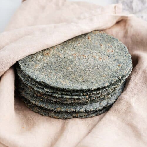 Blue Corn Tortillas in a Tea Towel