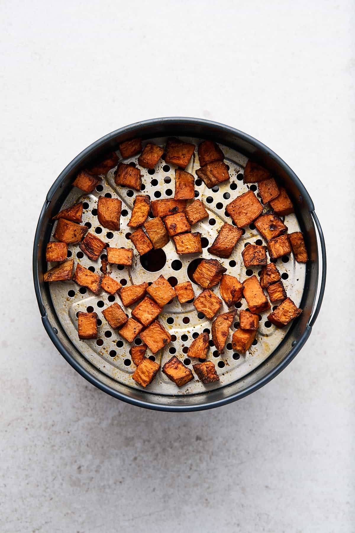 Air fried sweet potatoes.
