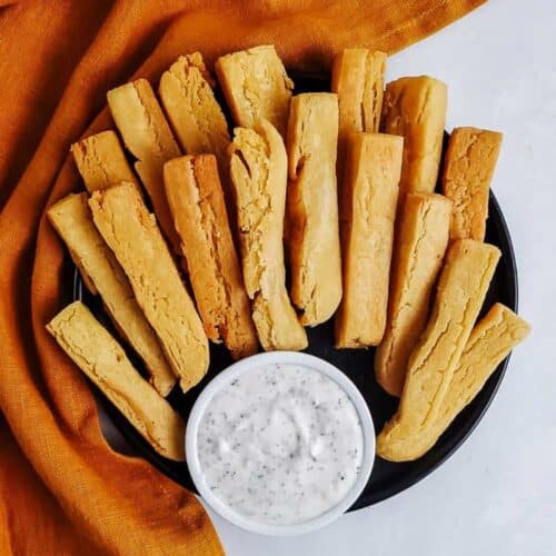 Chickpea fries on a plate.