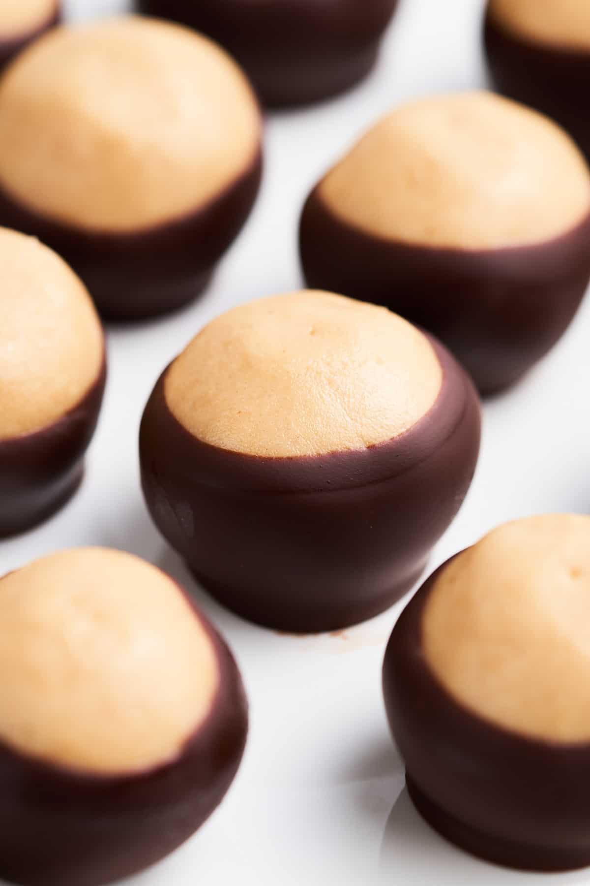 Buckeye candy on a plate.