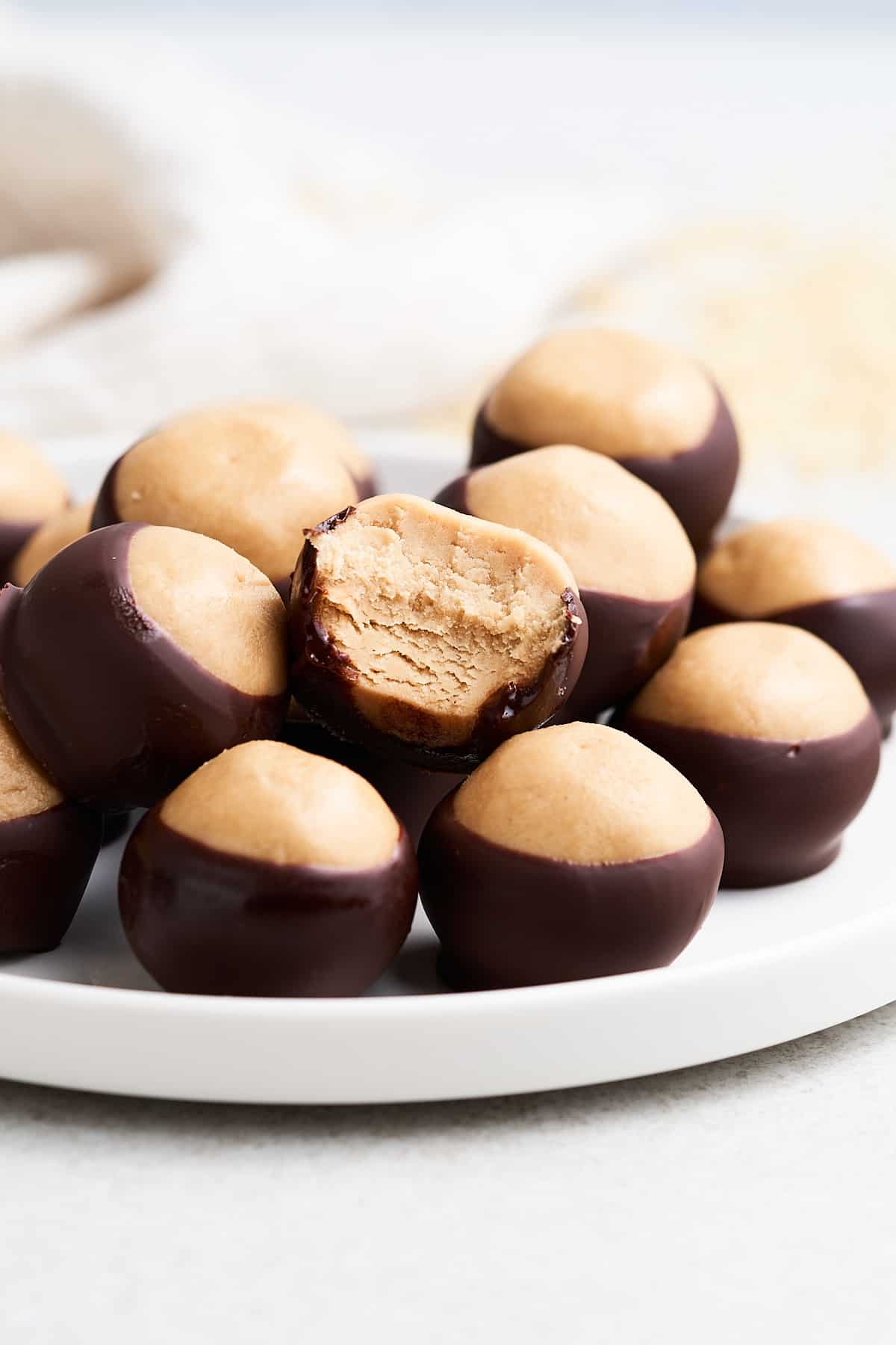 Buckeye candy with a bite taken out of it.