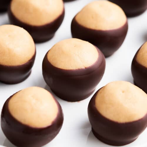 Buckeye candy on a plate.