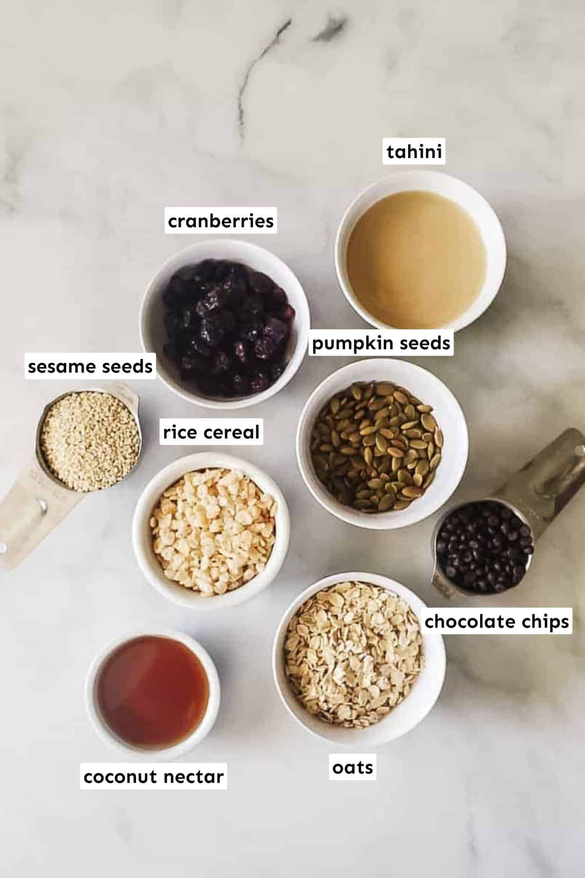 Ingredients for a homemade granola bar recipe.