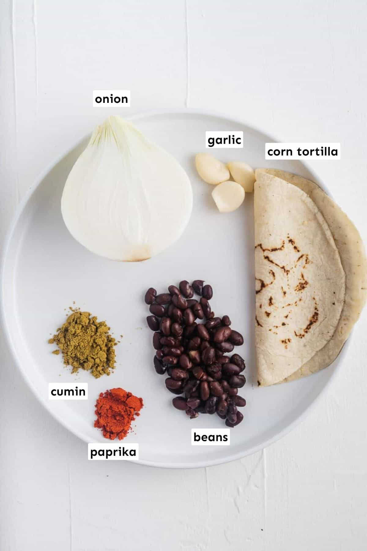 Ingredients for black bean tacos.