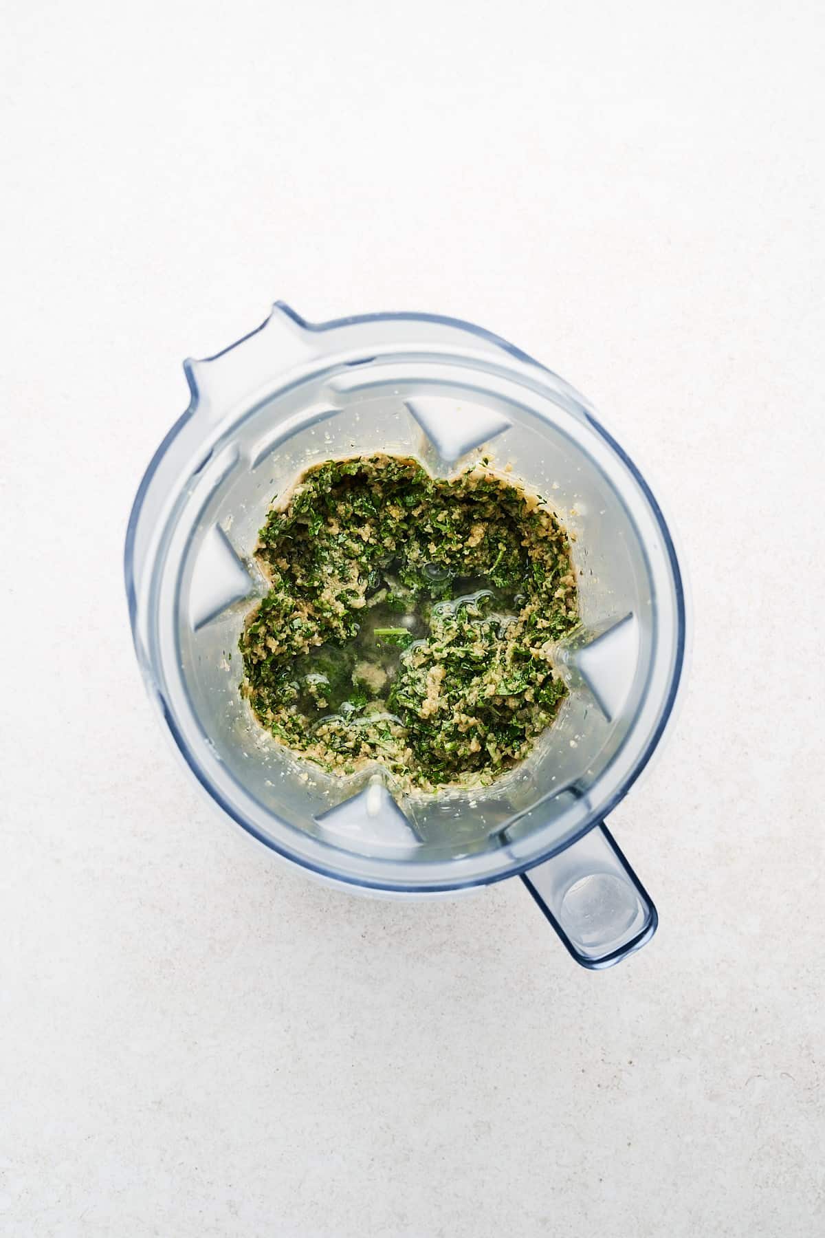 Lemon herb tahini in a blender.