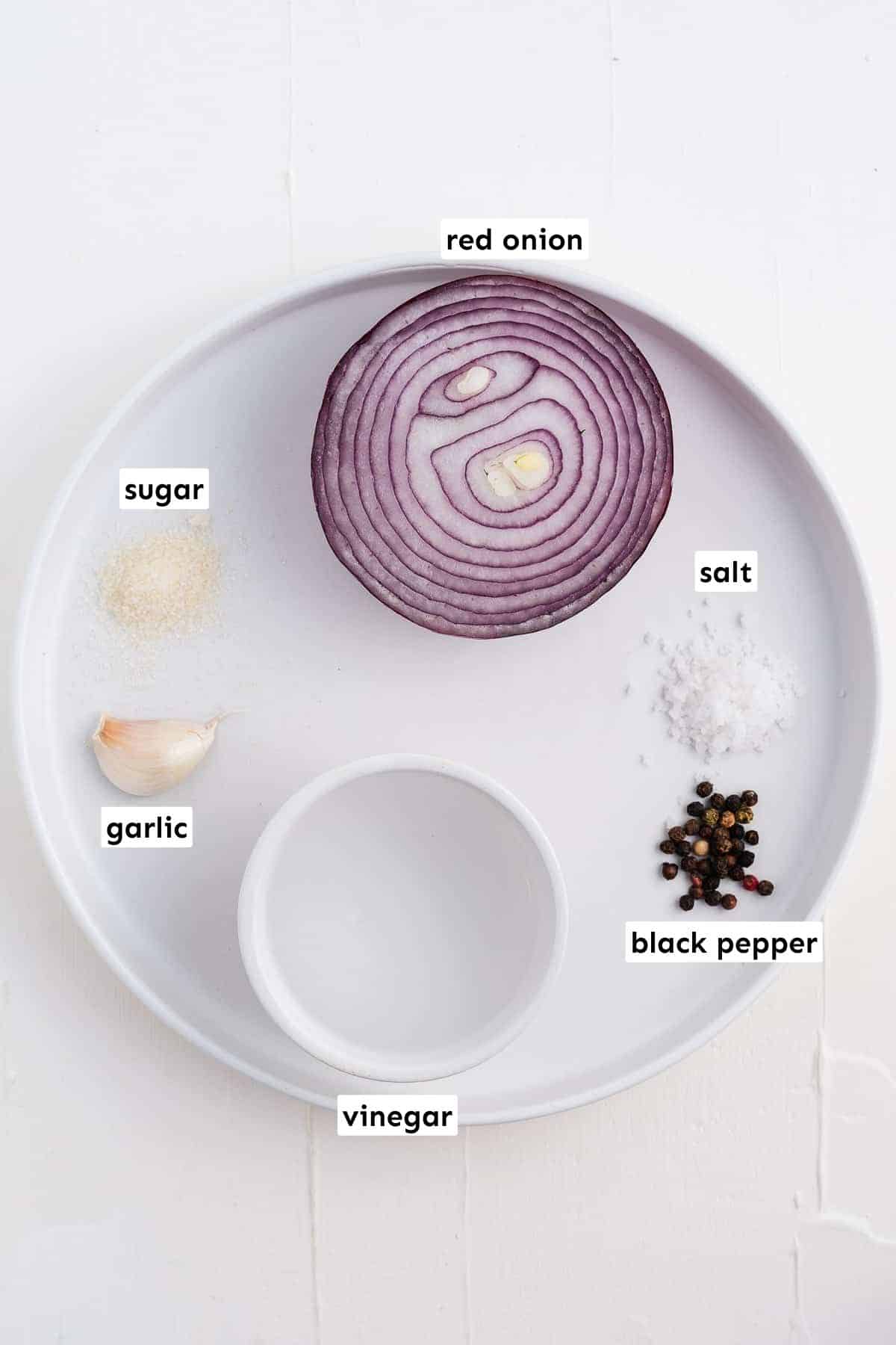 Ingredients for quick-pickled onions.