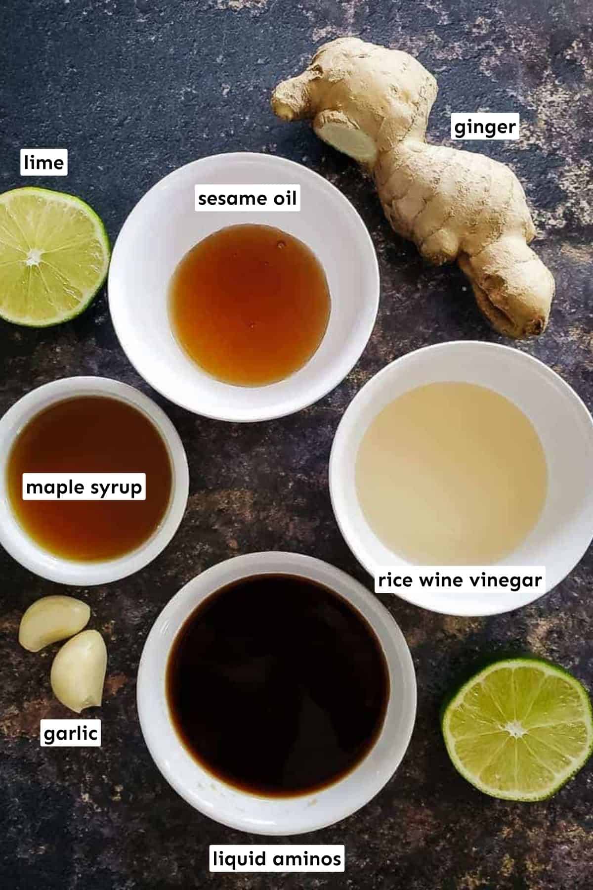 Ingredients for sesame ginger tofu.