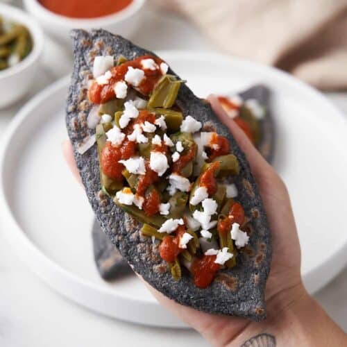 Tlacoyos in a hand.