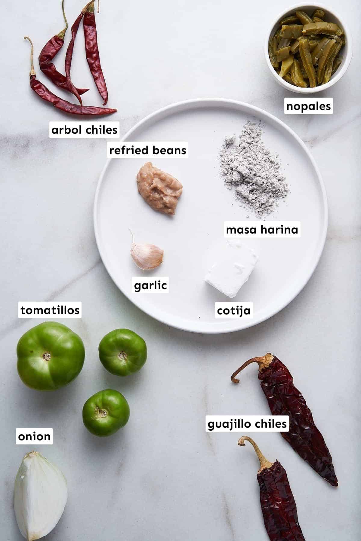Ingredients for tlacoyos.