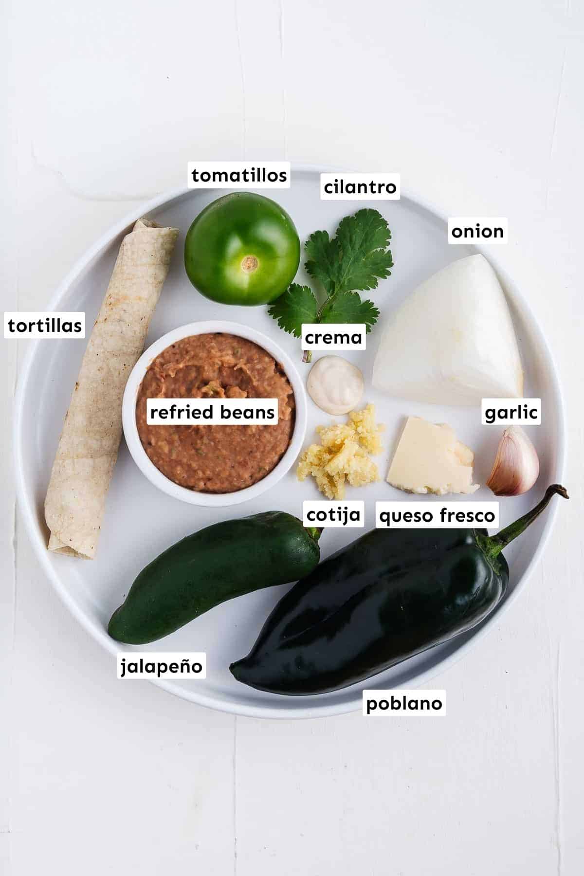 Ingredients for vegan enchiladas.