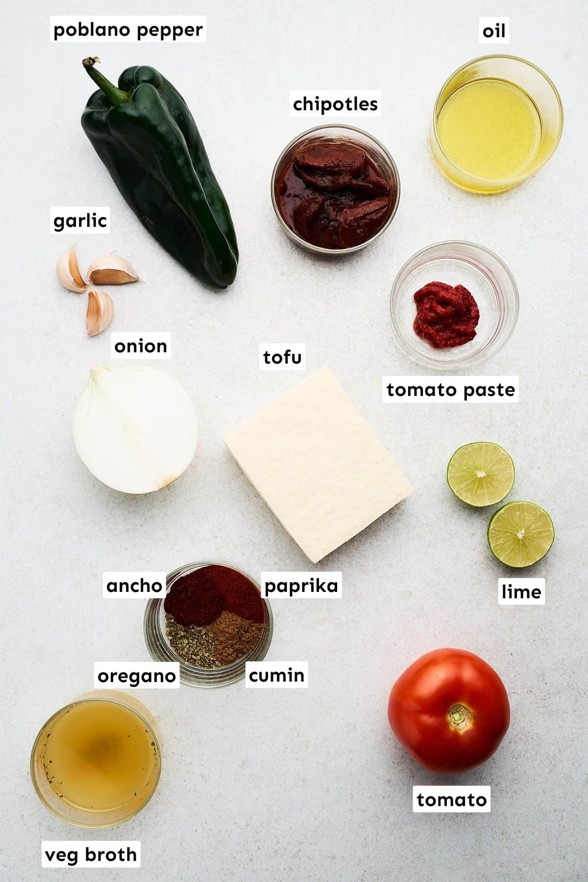 Ingredients for sofritas.