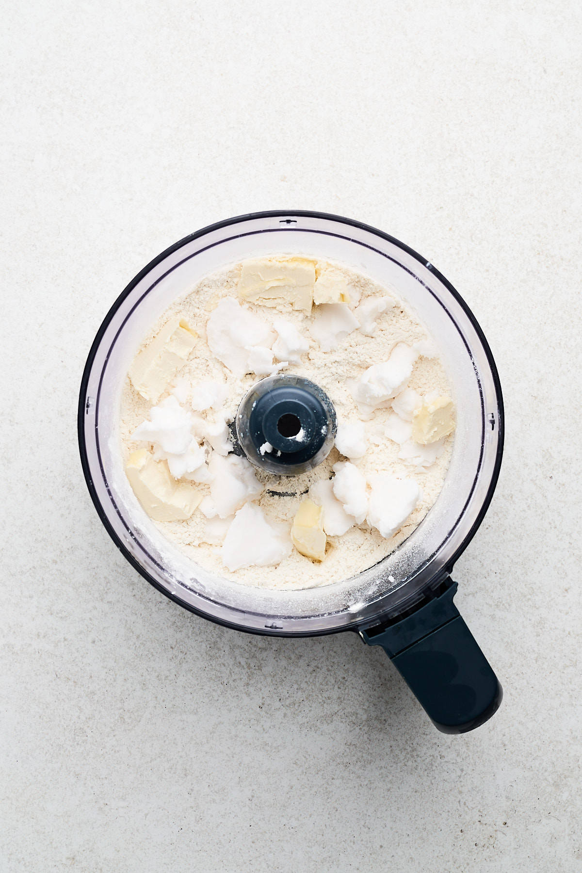 Flour and fats in a food processor.