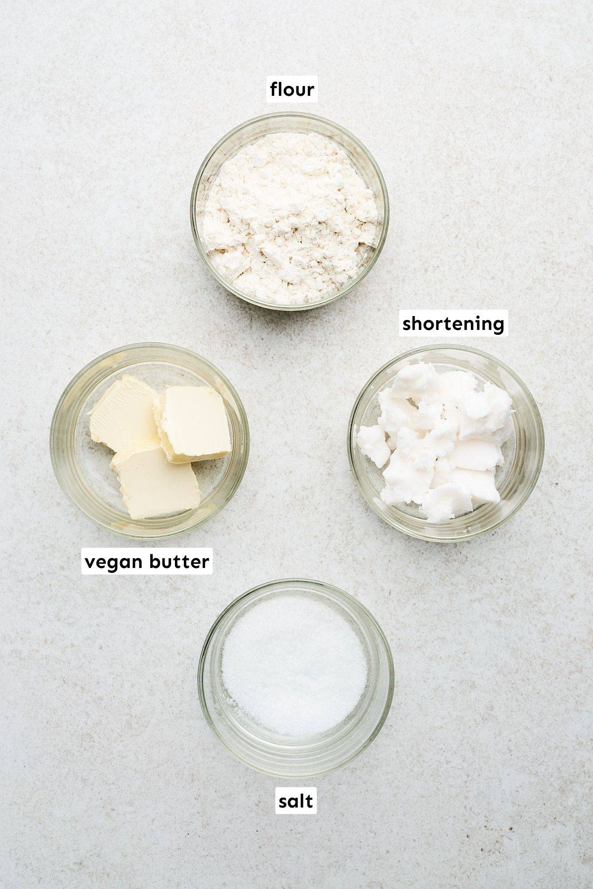 Vegan pie crust ingredients.