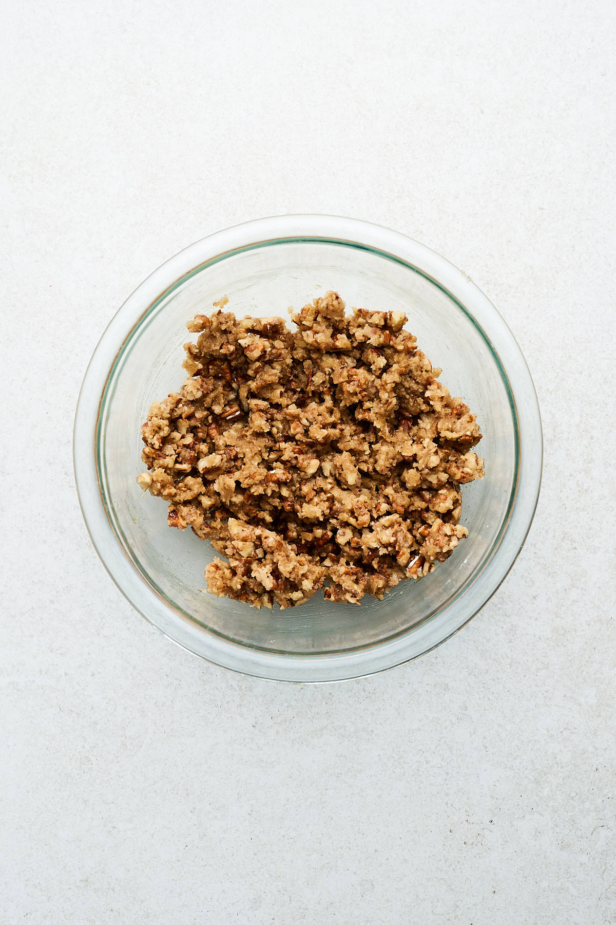 Vegan streusel topping in a bowl.