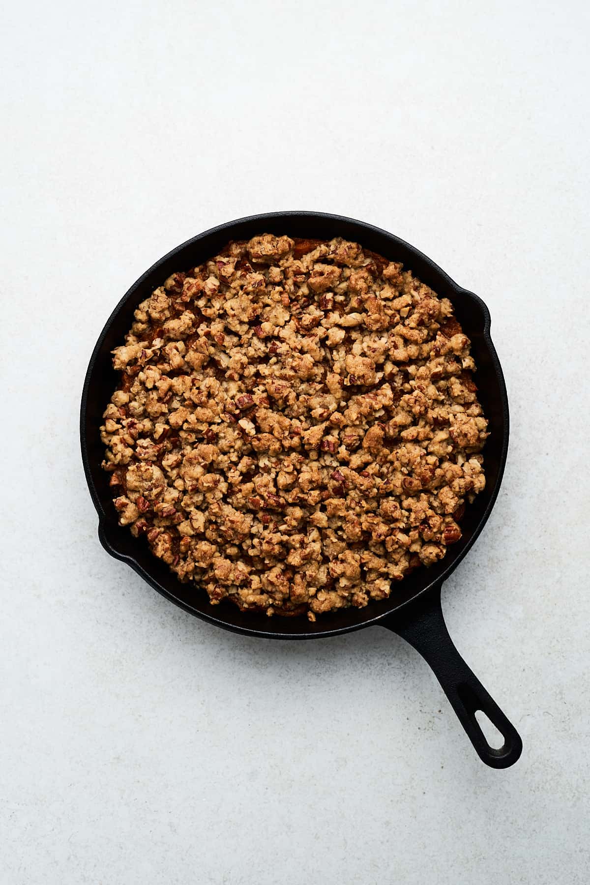 Vegan sweet potato casserole in a pan.