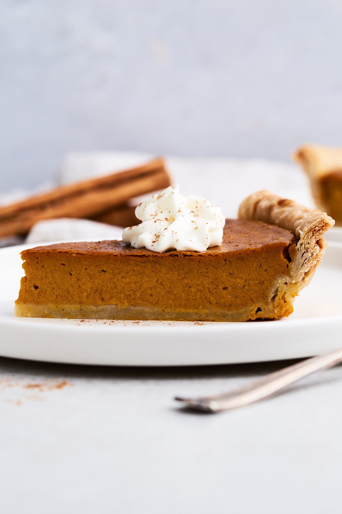 Vegan sweet potato pie on a plate.