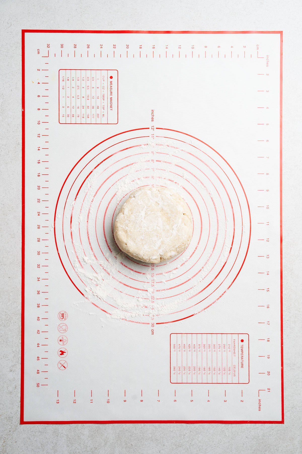 Chilled pie dough disc.