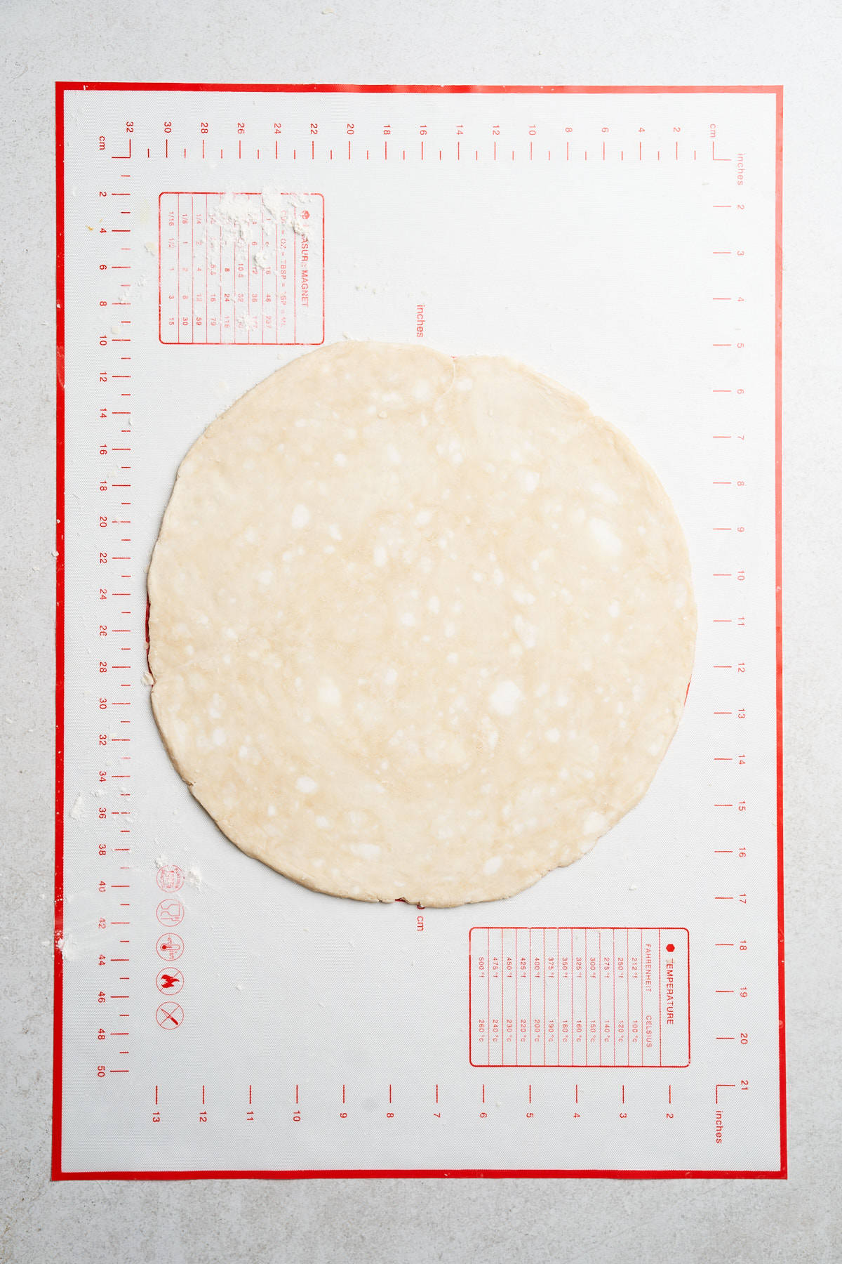 Rolled out pie dough.