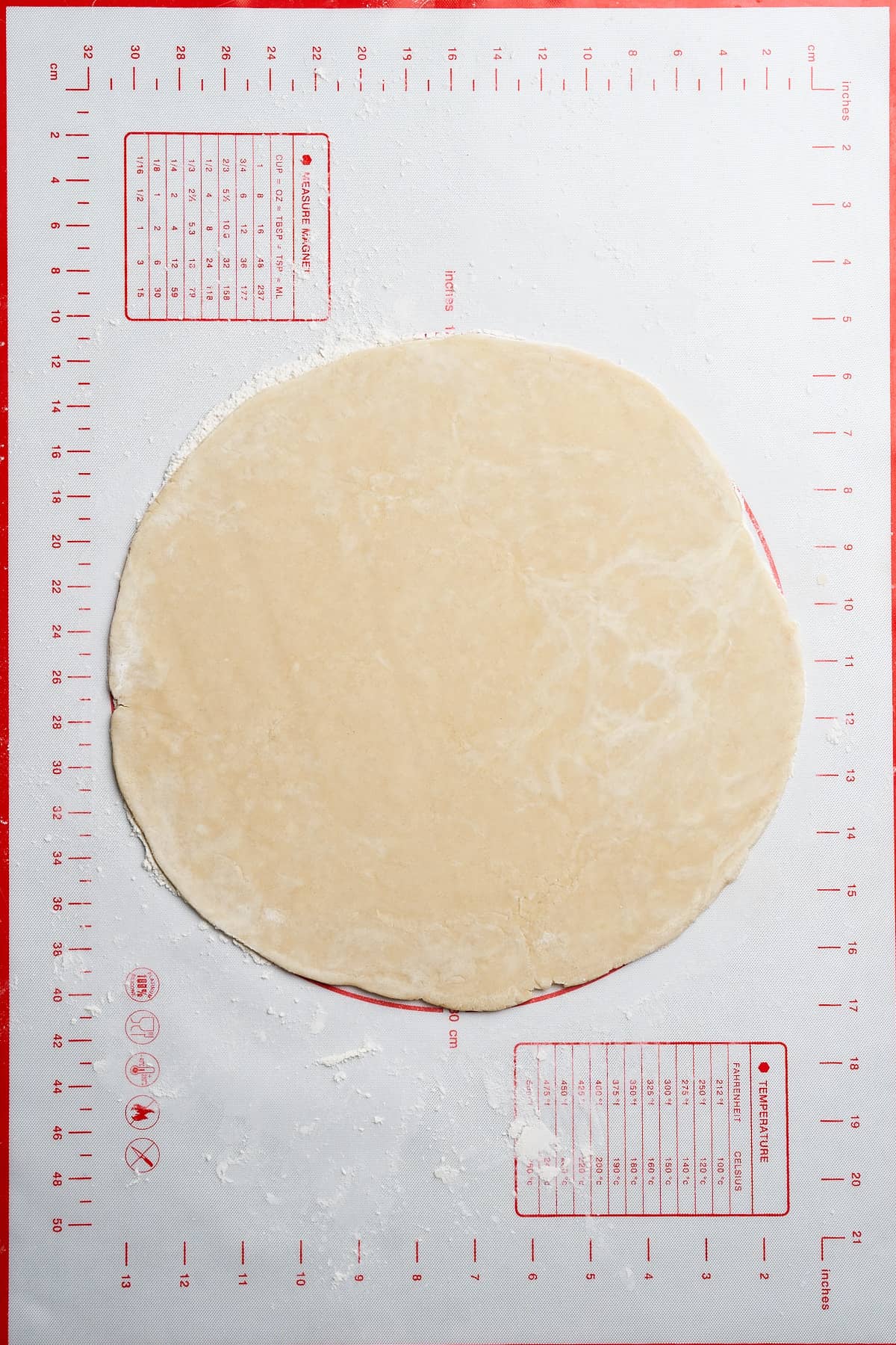 Pie dough rolled out.