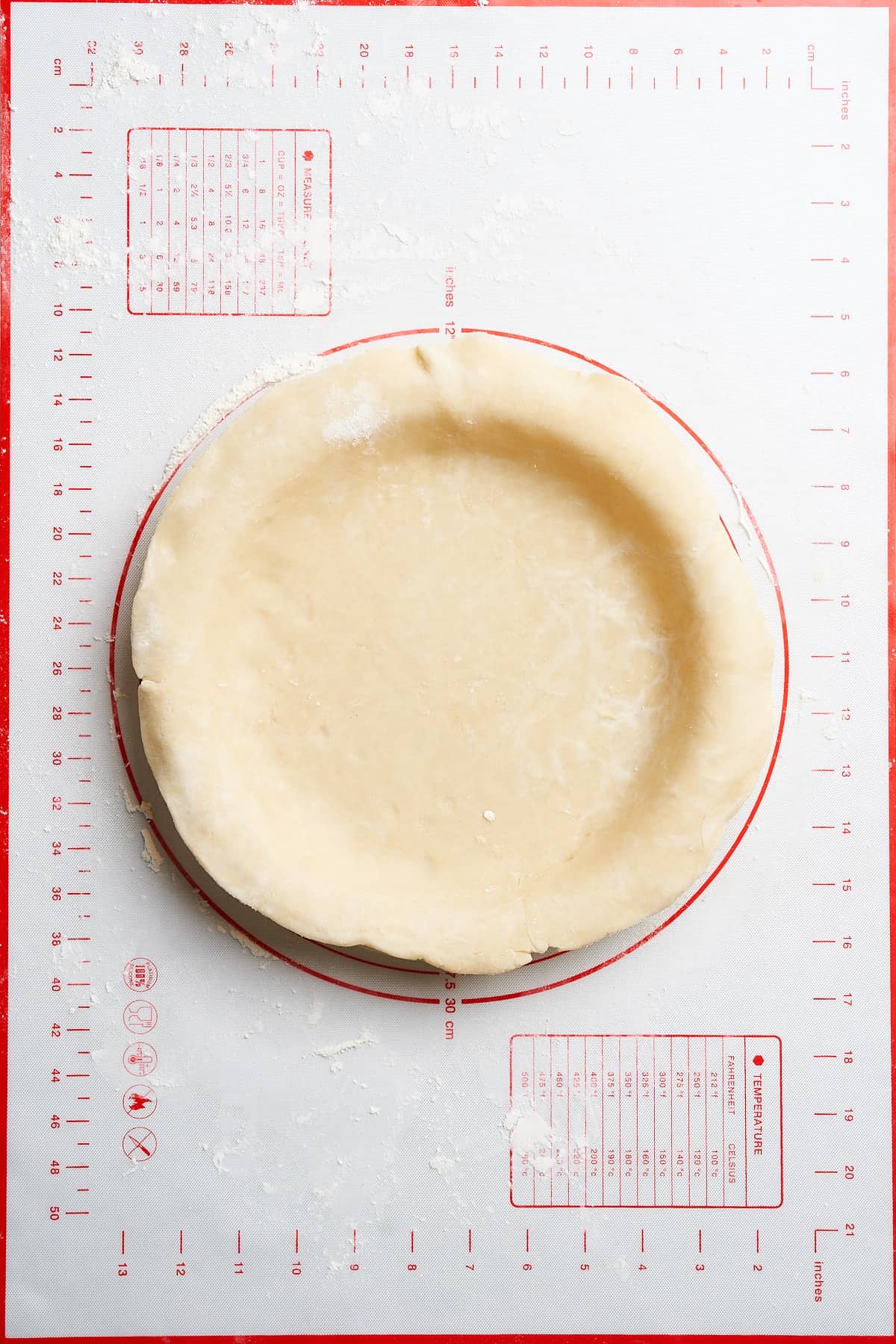 Pie crust with overhang.