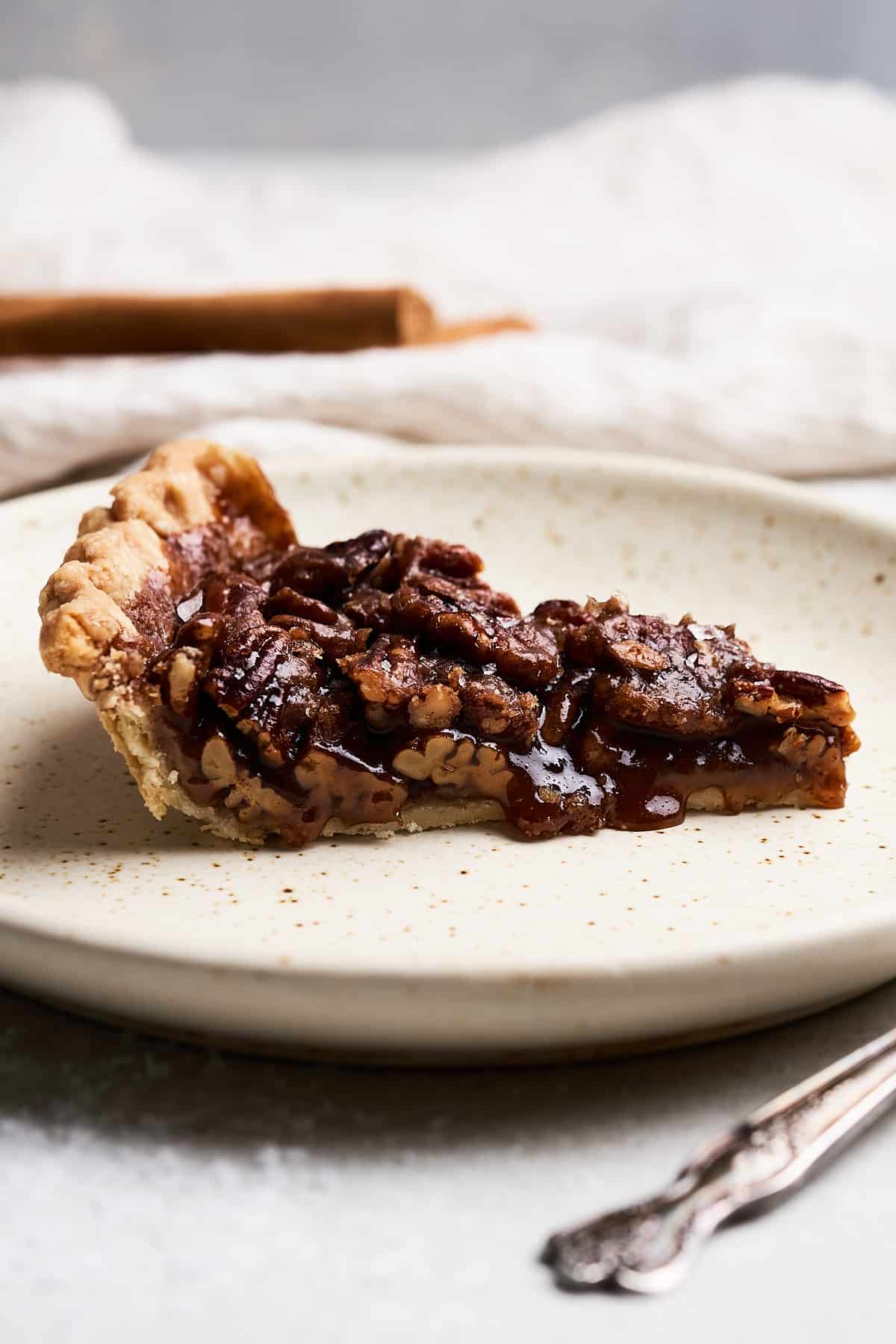 Slice of vegan pecan pie.