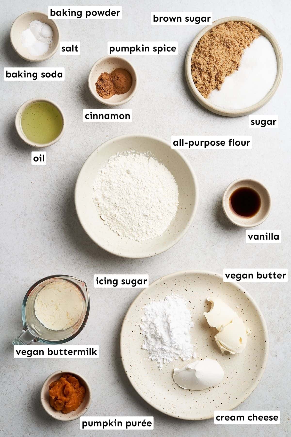 Vegan pumpkin bars ingredients.