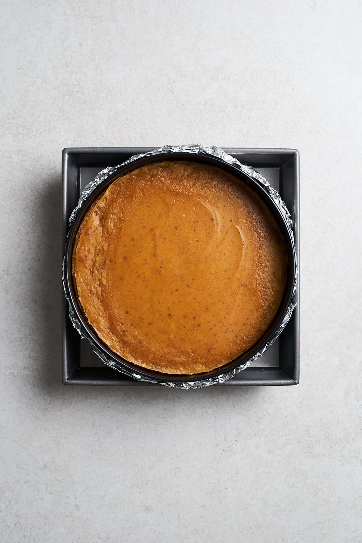 Baked vegan pumpkin cheesecake.