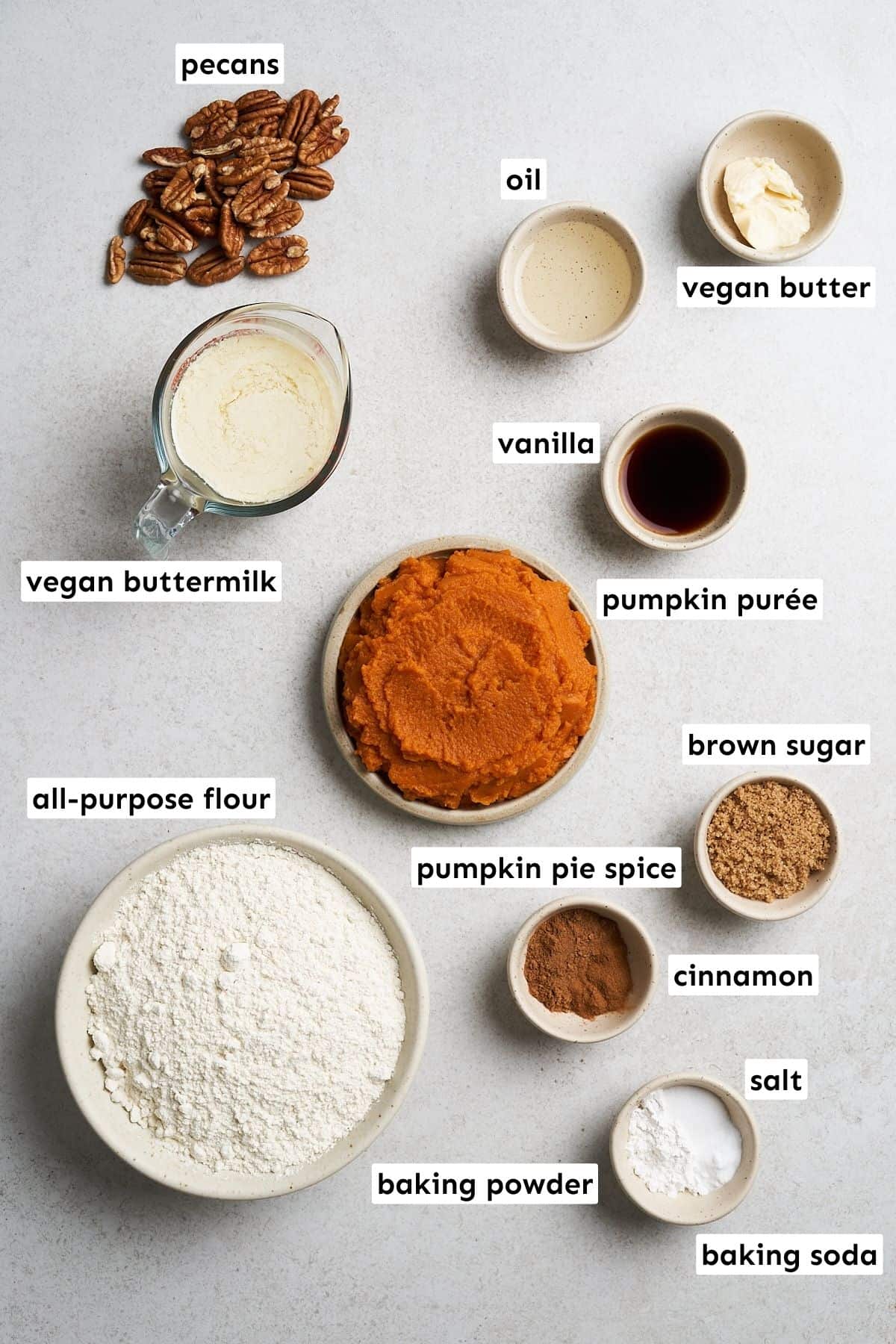Vegan pumpkin muffins ingredients.