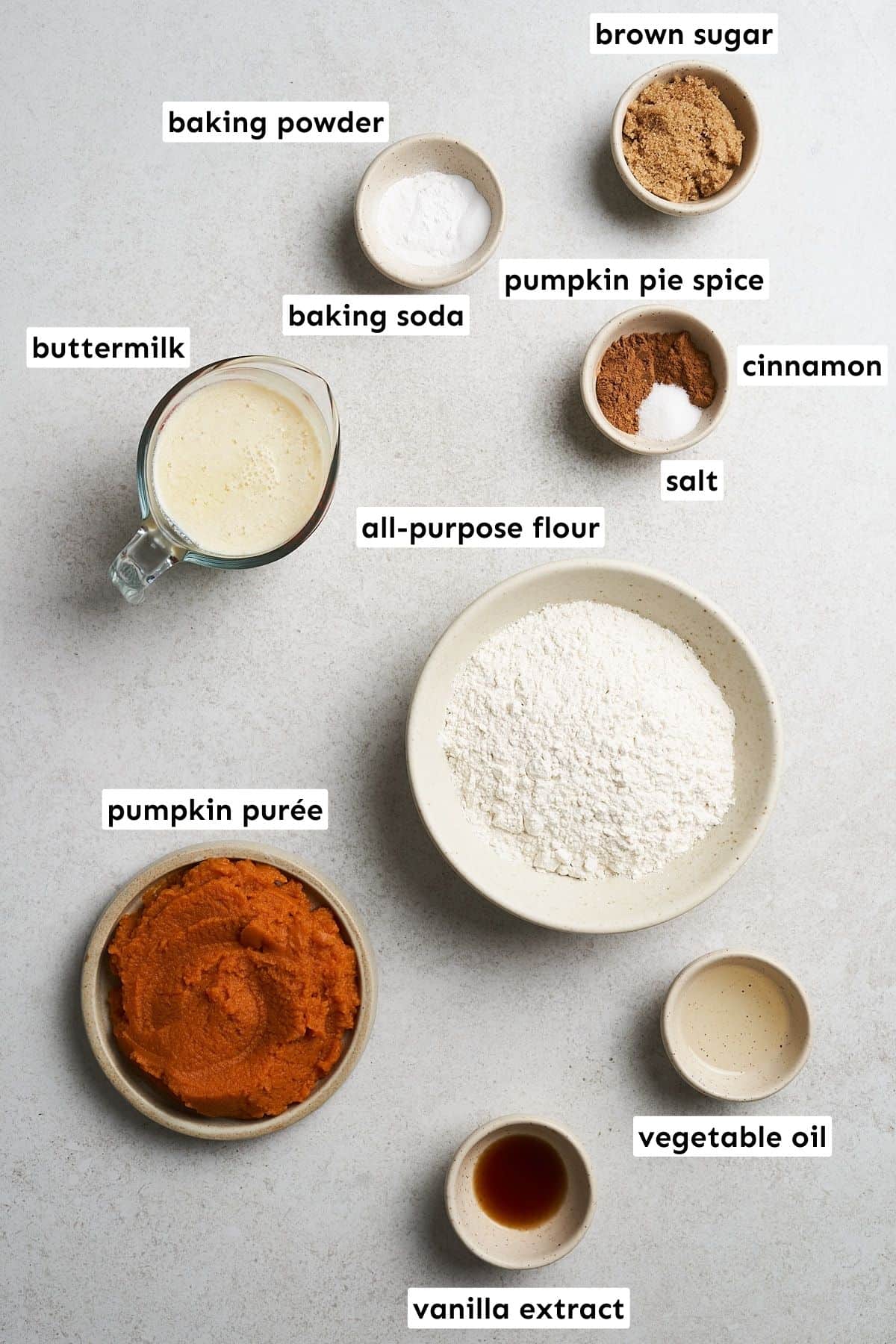 Vegan pumpkin pancakes ingredients.
