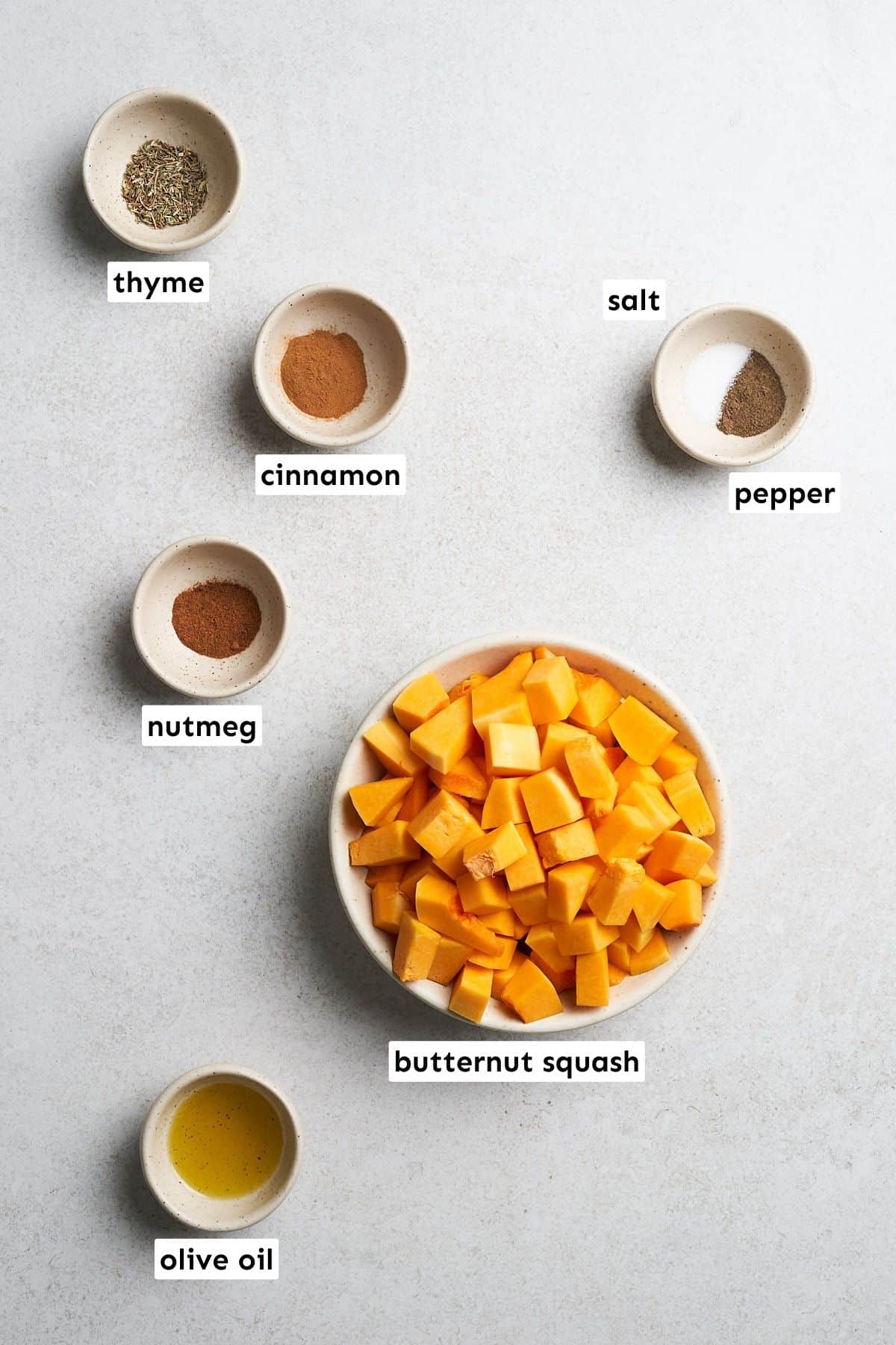 Air fryer butternut squash ingredients.