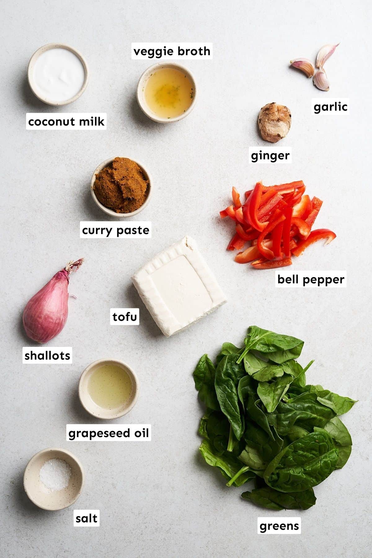 Tofu curry ingredients.