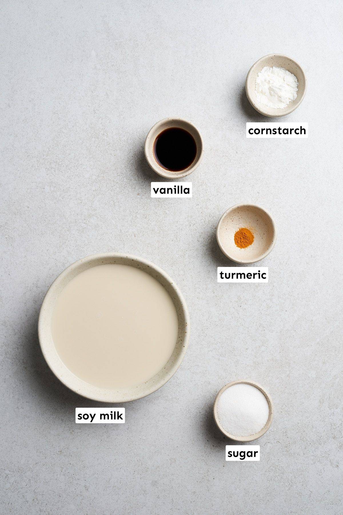 Vegan custard ingredients.