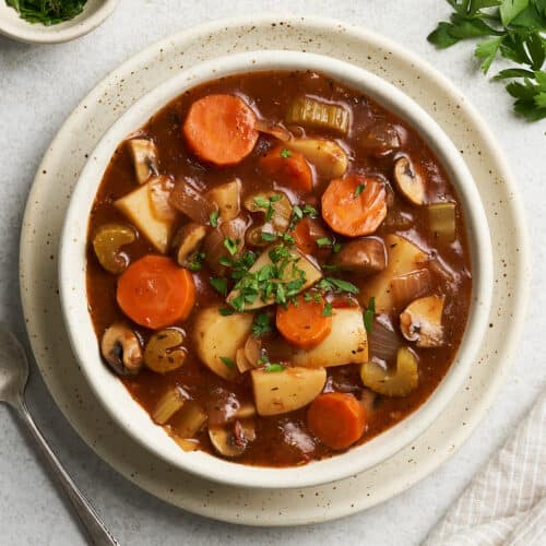 Vegan stew on a plate.