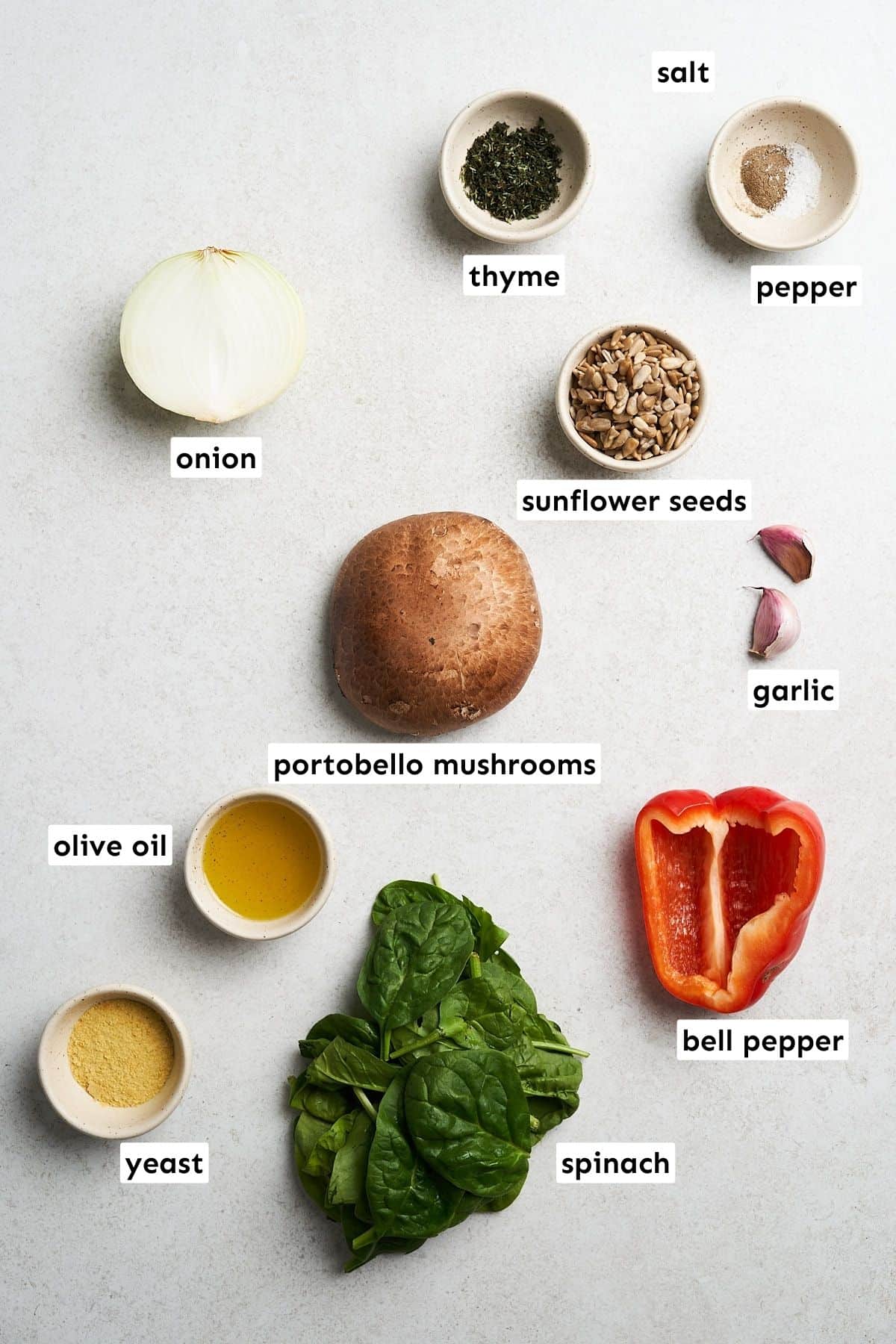 Vegan stuffed portobello mushrooms ingredients.