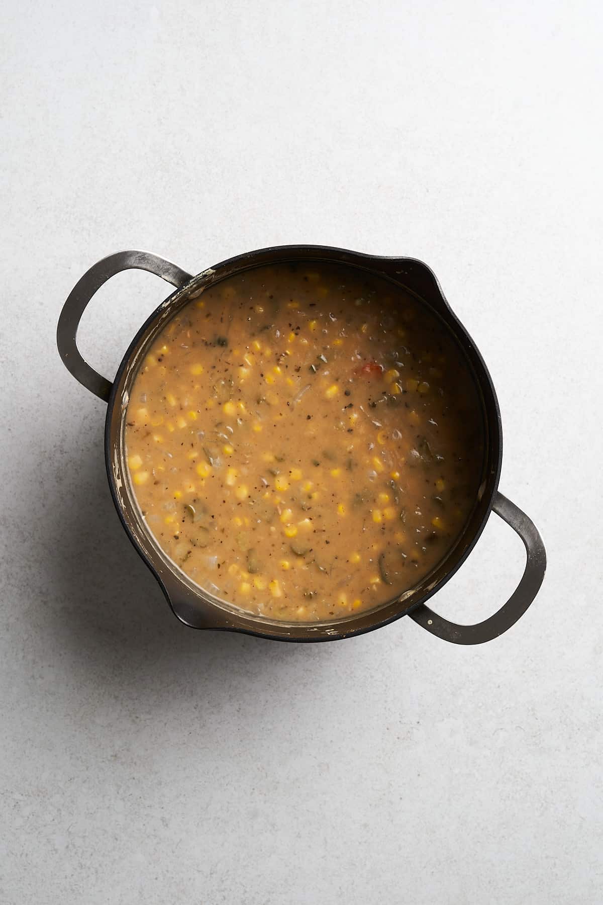 Cooked vegan white bean chili.