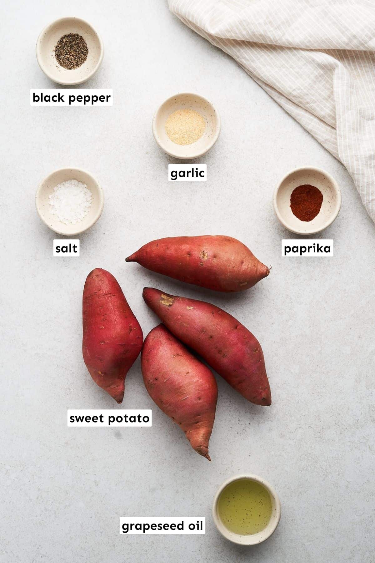 Air fryer sweet potato fries ingredients.