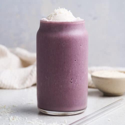 Taro smoothie in a glass.
